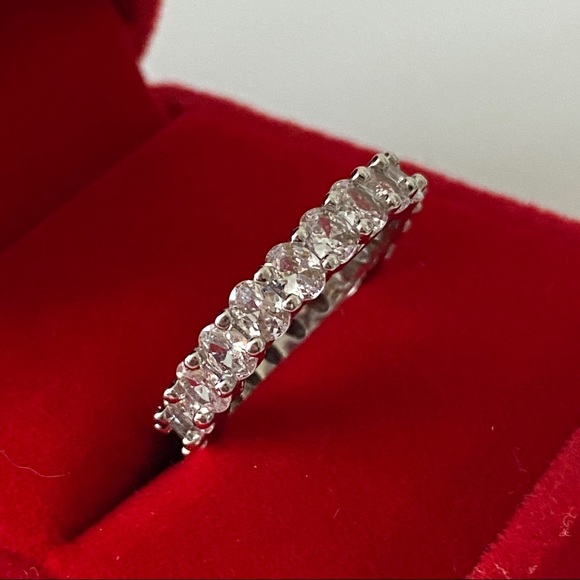 White Gold over 925 diamond eternity wedding ring - Picture 6 of 14